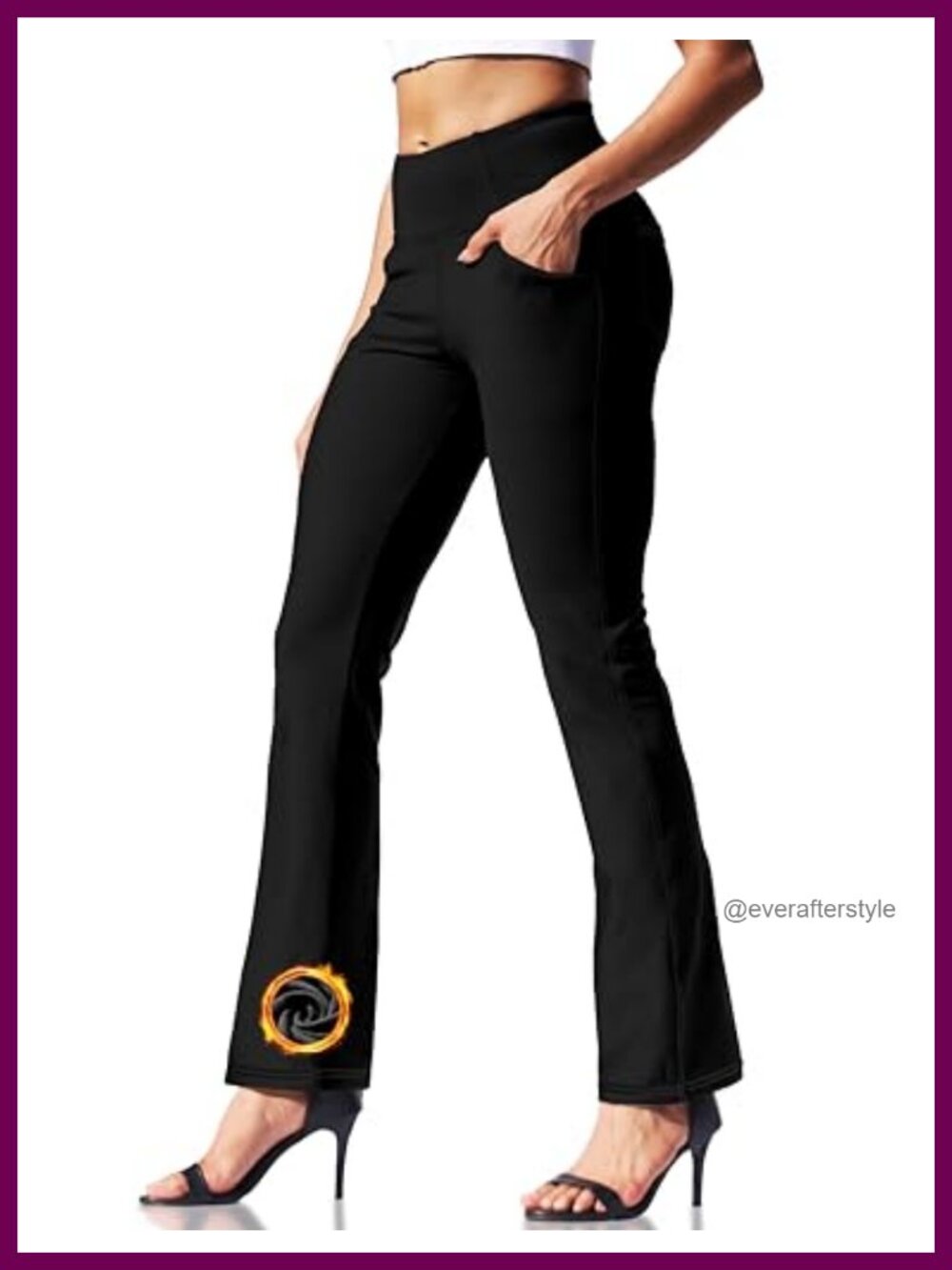 Women's Flare Fleece Lined High Waisted Yoga Leggings with 4 Pockets